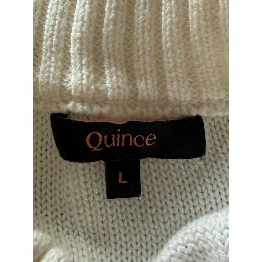 Quince Ivory Organic Cotton Boxy Cropped Chunky Knit Oversized Cardigan Sz L New - Picture 4 of 8